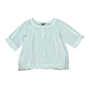 Jessica Blouse Womens 14 White Sheer Half Sleeve Button Top Lightweight Poly